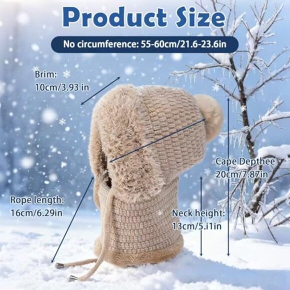 3-in-1 Winter Balaclava Beanie Face Mask Neck Gaiter Wind-Resistant Fleece Lined main image 6